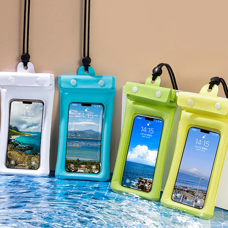 Inflatable Floating Touch Screen Mobile Phone Waterproof Bag Three-Layer Sealed Hook And Loop Surfing Swimming Phone Bag