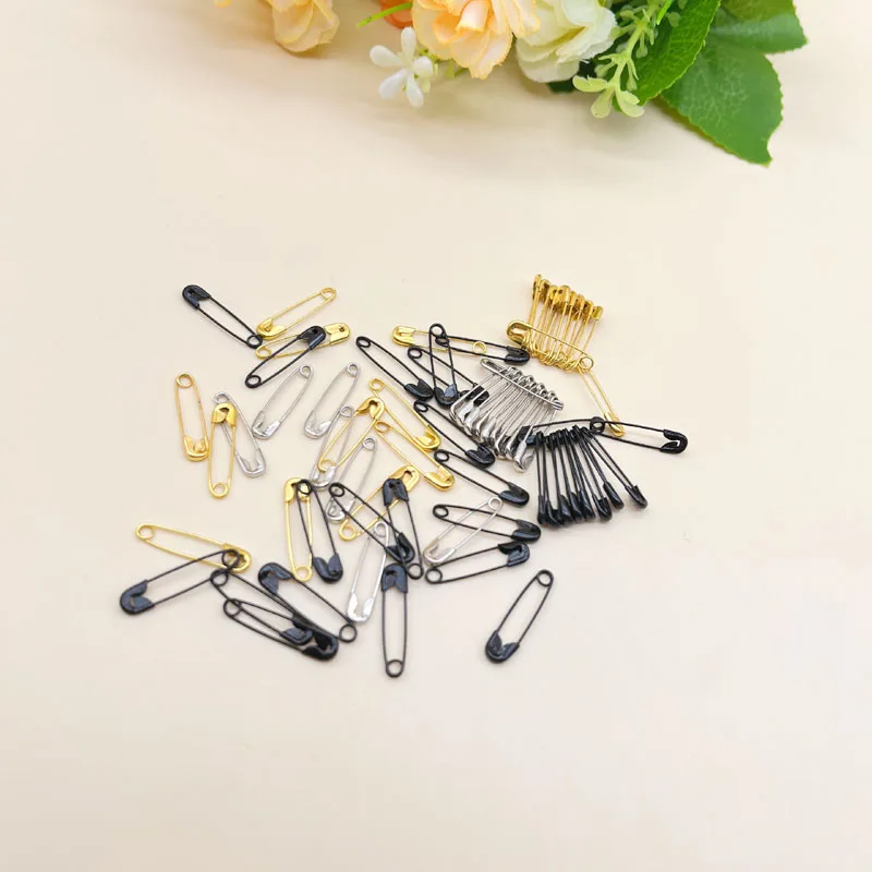 200pcs Black/Silver/Golden Accessories Safety Pins Wedding for Jewelry Making Mini Safety Pins 18mm Safety Pind Pins Pincushions