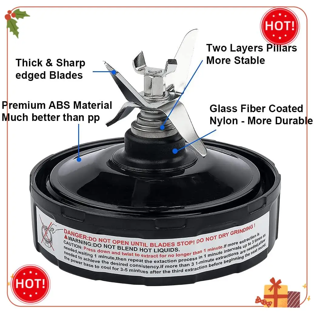 Remplacement de lame de mélangeur à ailettes ABLE-6 pour lame d'extracteur Ninja Pro pour pièces de mélangeur Nutri Ninja Auto IQ