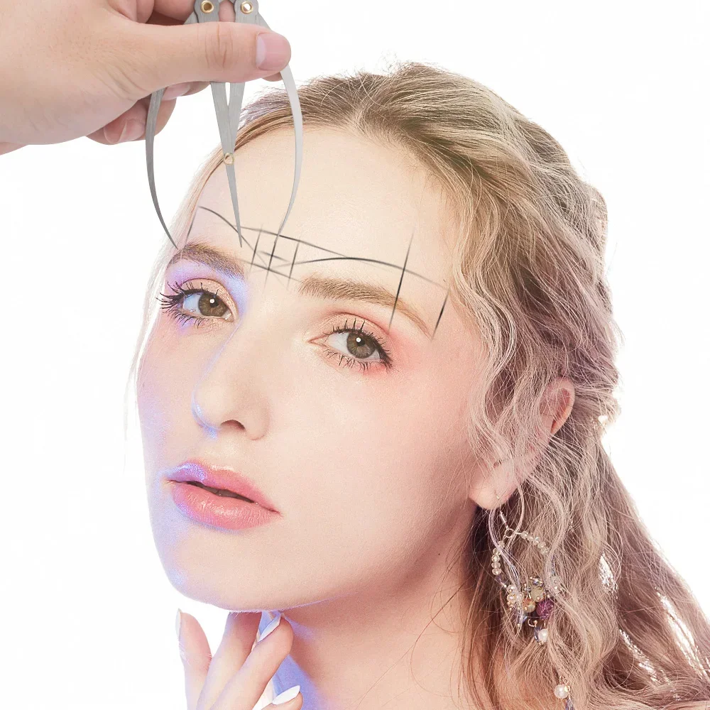 Righello per sopracciglia con rapporto dorato in acciaio inossidabile Microblading strumento di misurazione per trucco permanente pinza per sopracciglia Design per modellare le sopracciglia