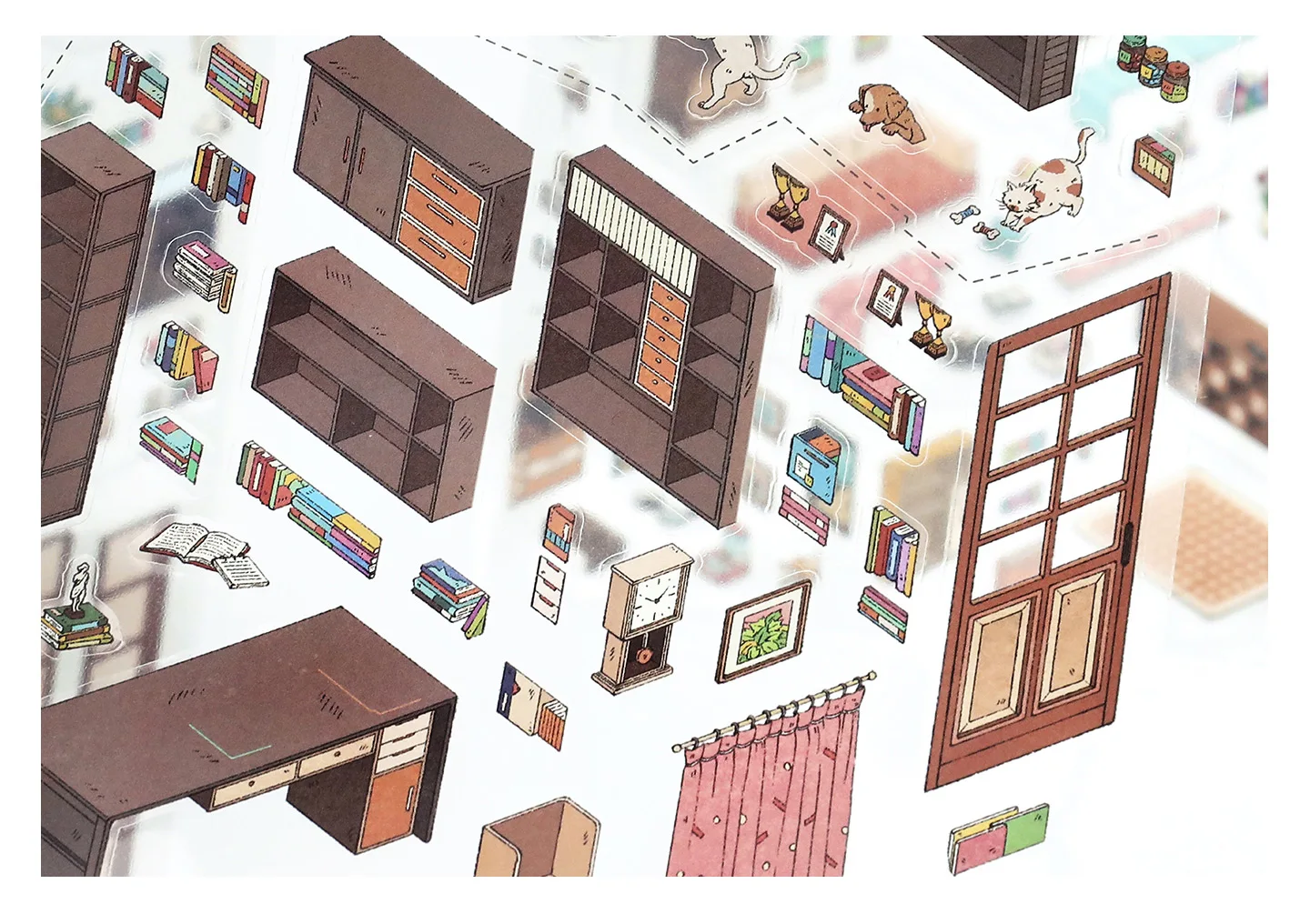 JIANQI Kawaii Apartment Building 3D Underground Exploration Landscape Sticker DIY Pocket Cabin Scene Sticker Scrapbook-Zubehör – Detail 13