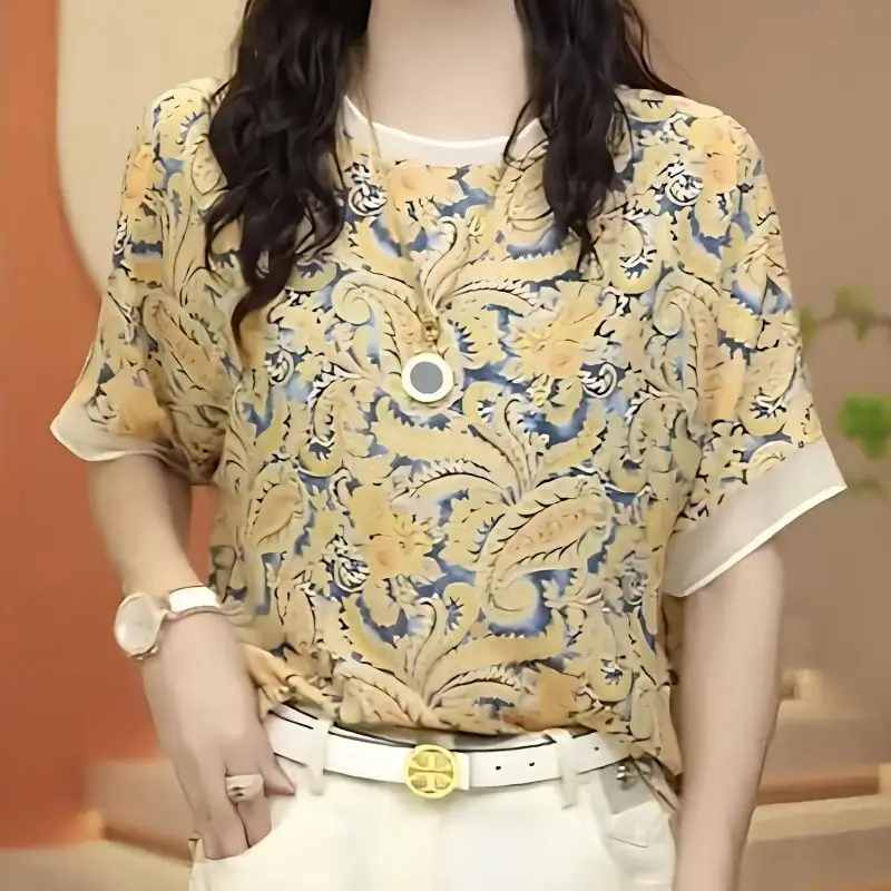 

New Summer Fashion Women T-shirt Short-sleeved Slim Top Versatile Elegant Pullover