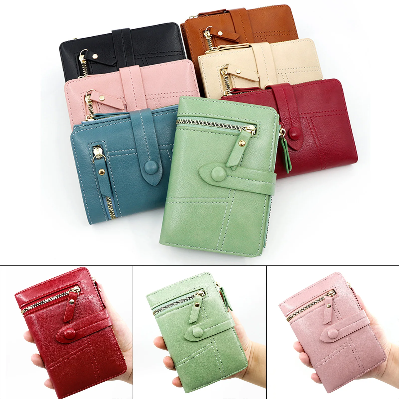 

Women's PU leather Trifold Wallet Large Capacity Multi Card Organizer for Outdoor Traveling Shopping