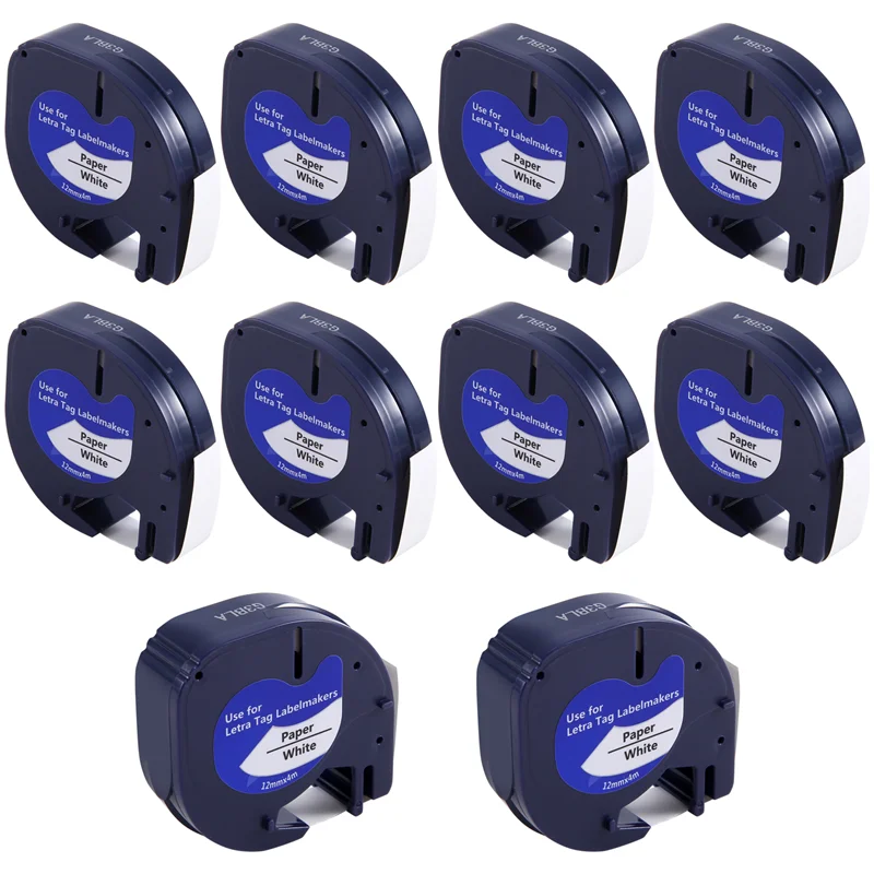 AF93-10 шт. стержни для изготовления этикеток для заправок Dymo Letratag 12 мм х 4 м, белая пластиковая лента для этикеток Letra Tag Plus LT Label Maker
