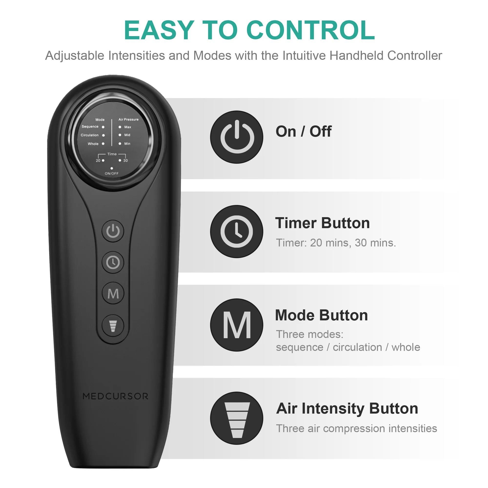 Medcursor ضغط الهواء مدلك الساق يلتف العجل للدورة الدموية والاسترخاء تورم الإغاثة تدليك جسدي التمهيد #6