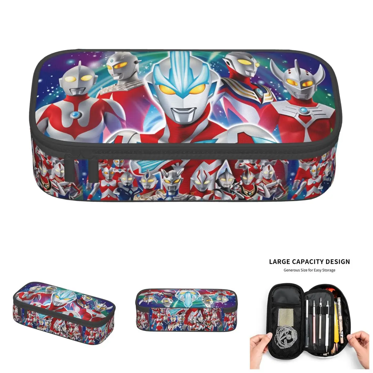 Estuche para lápices Ultraman Ginga Legend Tiga Ultraseven Taro, bonito estuche para lápices de gran capacidad para niños y niñas, accesorios escolares