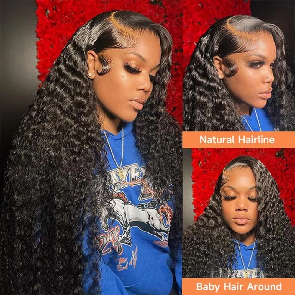 

Frontal Wigs Water Wave Peruvian Hair Lace Front Wigs Human Hair Curly Wig Wet and Wavy HD Lace Front Wig Pre Plucked