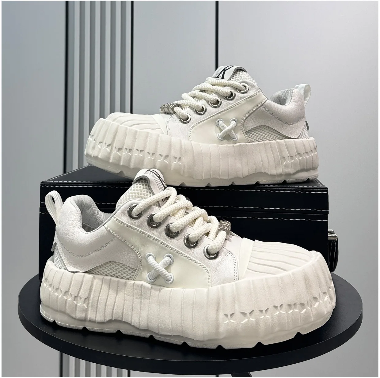 Trend Design Skateboard Shoes Male 2025 New Summer Breathable Sneakers Thick Sole Increase Men Platform Casual Shoes