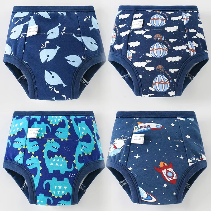 4PCS New Cute Cotton Baby Toddler Toilet Training Pants Waterproof Potty Learning Shorts Underwear For Children Boys Girls