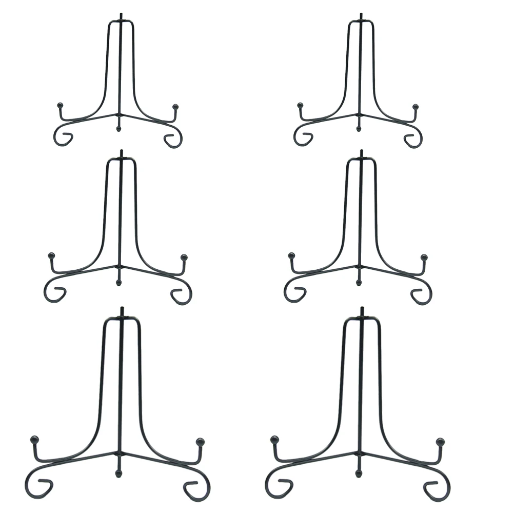 

6pcs Iron Display Stand Plate Rack Holder 4 6 8 Inch Desktop Dish Art Bracket Show Rack Home Office Coffee Shop Bookstore