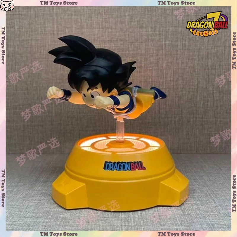 New 14CM Dragon Ball Son Goku Anime Figures Goku Rotate Night Light Figurine PVC Statue Desktop Room Collection Model Toys Gifts