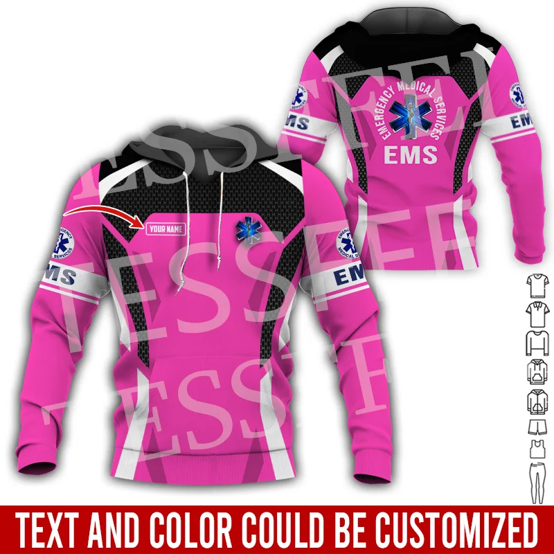 Custom Name Cosplay EMS EMT Medical Paramedic Nurse Worker Tattoo Retro 3DPrint Pullover Harajuku Jacket Casual Funny Hoodies 40