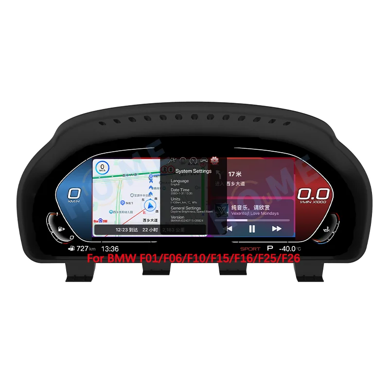 

Car Instrument Display Digital Dashboard Screen Virtual Panel Speedometer Support Carplay for 5/6/7 Series X3/X4/X5/X6