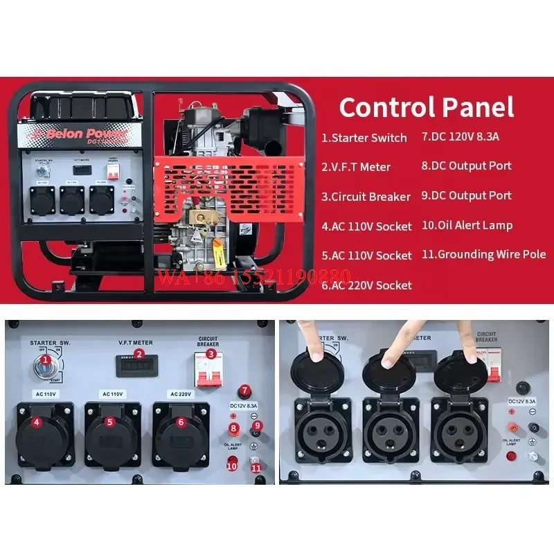 WMWMNU for Open Type Diesel Generator 8.5kw 9kw Portable Outdoor Backup Generator Small Household Outdoor Diesel Generator