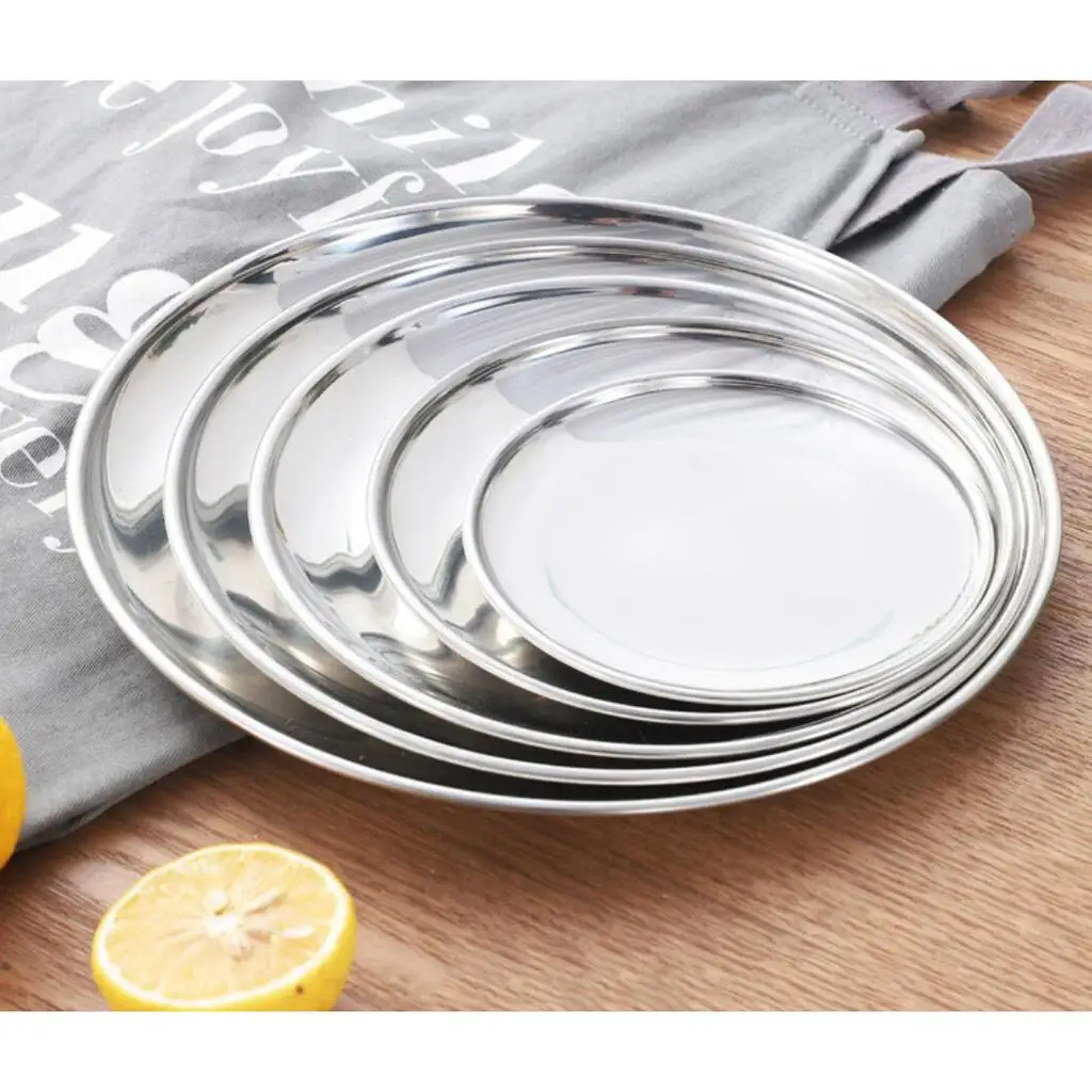 Stainless Steel Plate Thicked Brushed Dish Salad Plates for Hiking Camping