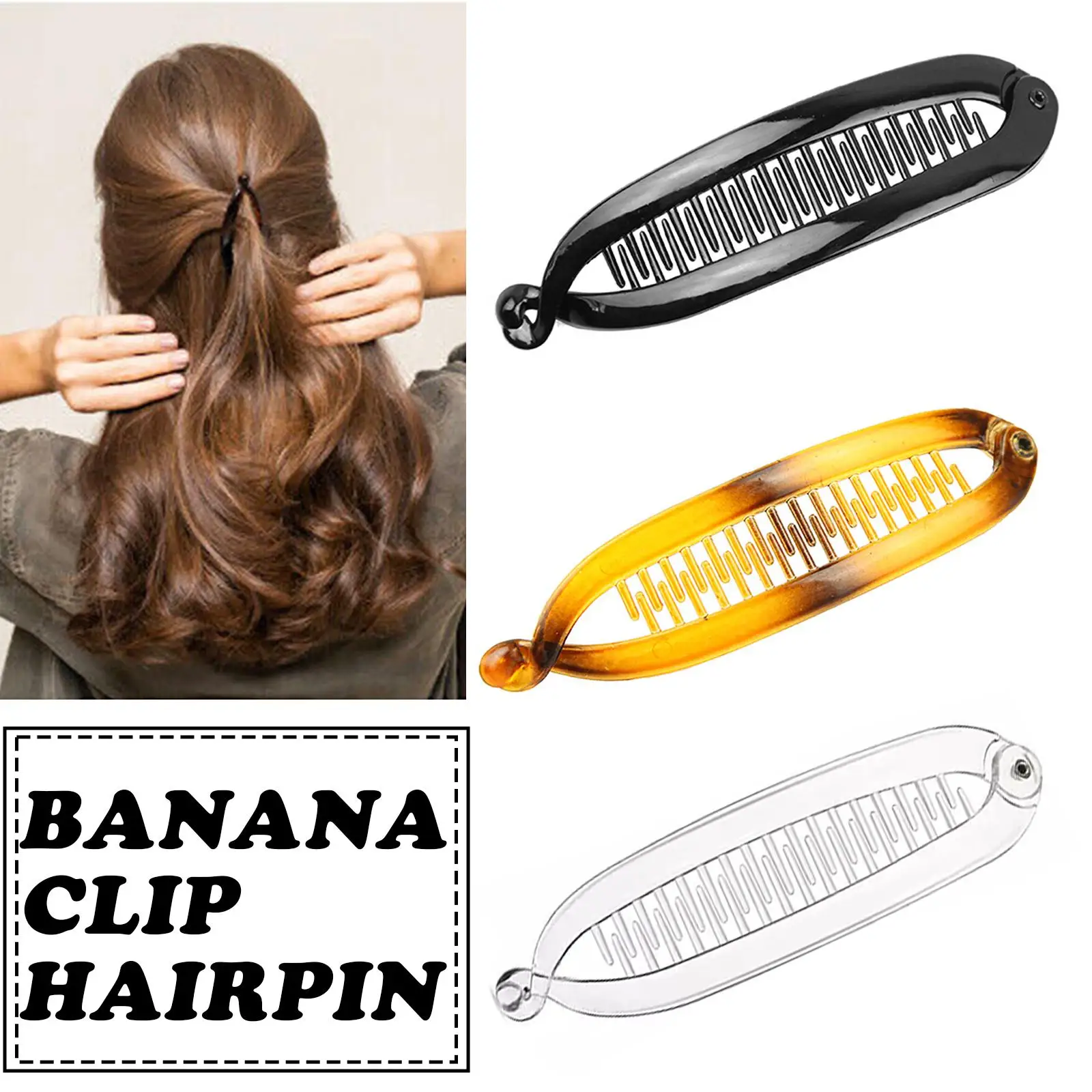 Monocromático Plástico Banana Grampo de Cabelo para Mulheres, Barley Twist Claws, Acessórios Headwear, 15cm