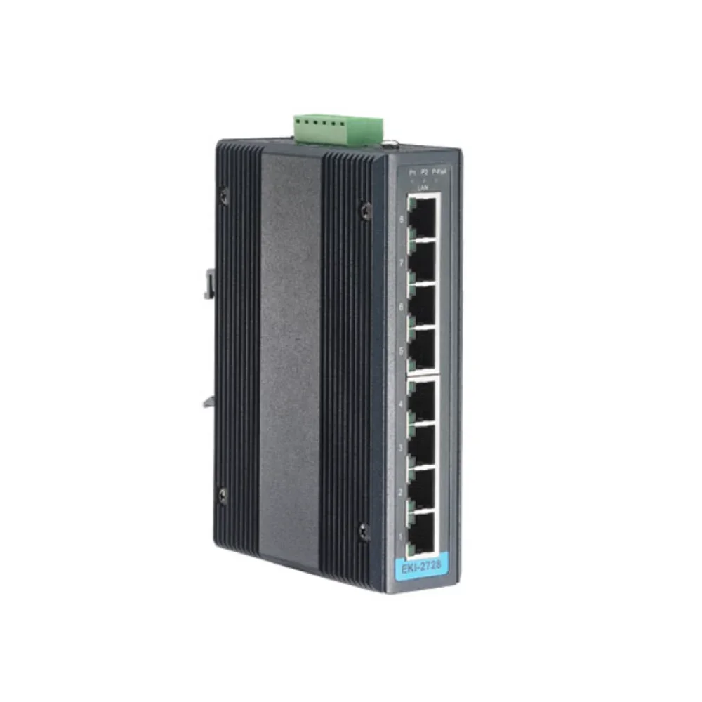 Advantech EKI-2728 10/100/1000 Mbps 8 Port Gigabit Ethernet Din Rail Unmanaged Industrial  Ethernet Switch