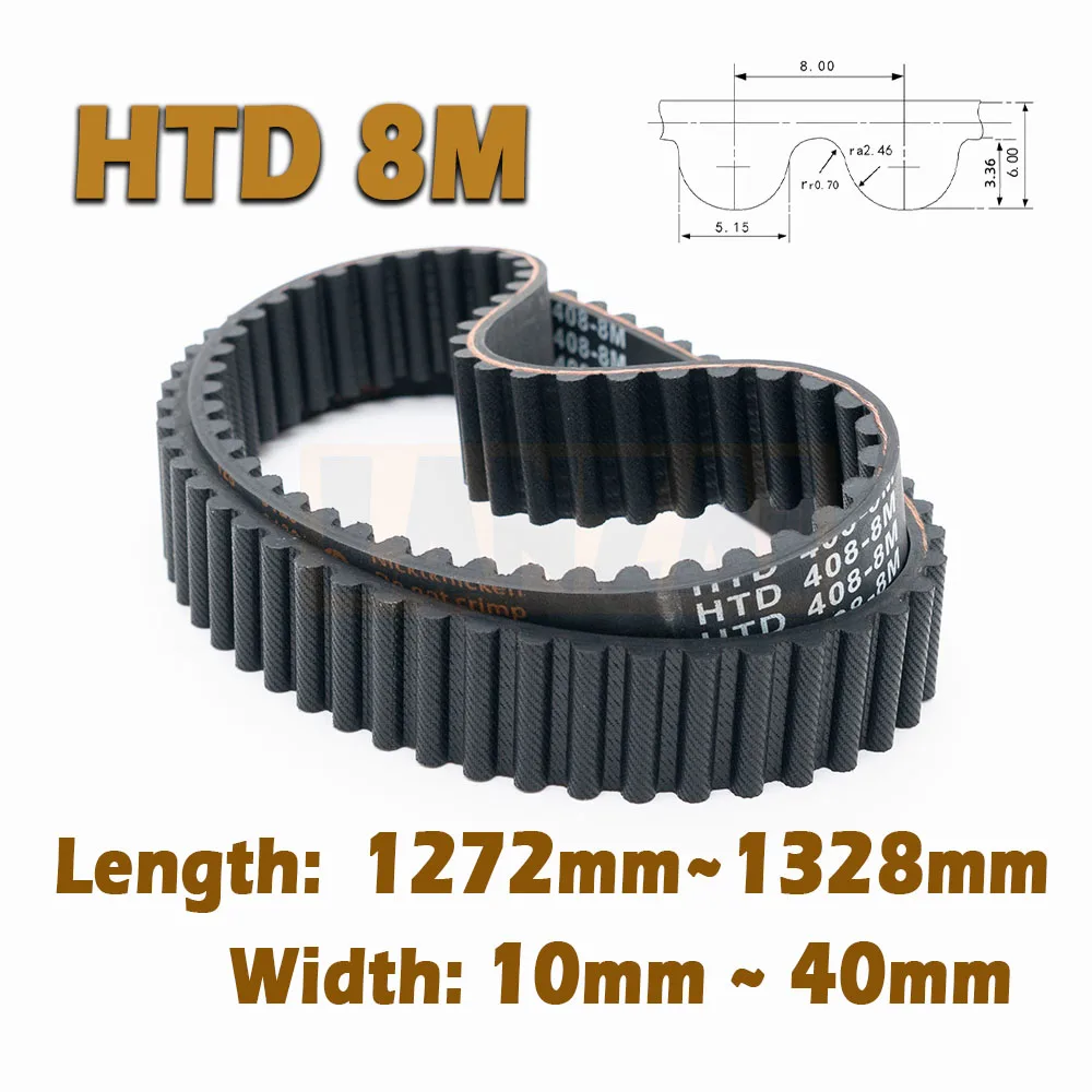 

HTD8M Timing Belt Rubber Length 1272~1328mm Closed Loop W:15~40mm 8M 1272 1280 1288 1296 1304 1312 1320 1328mm Drive Industrial