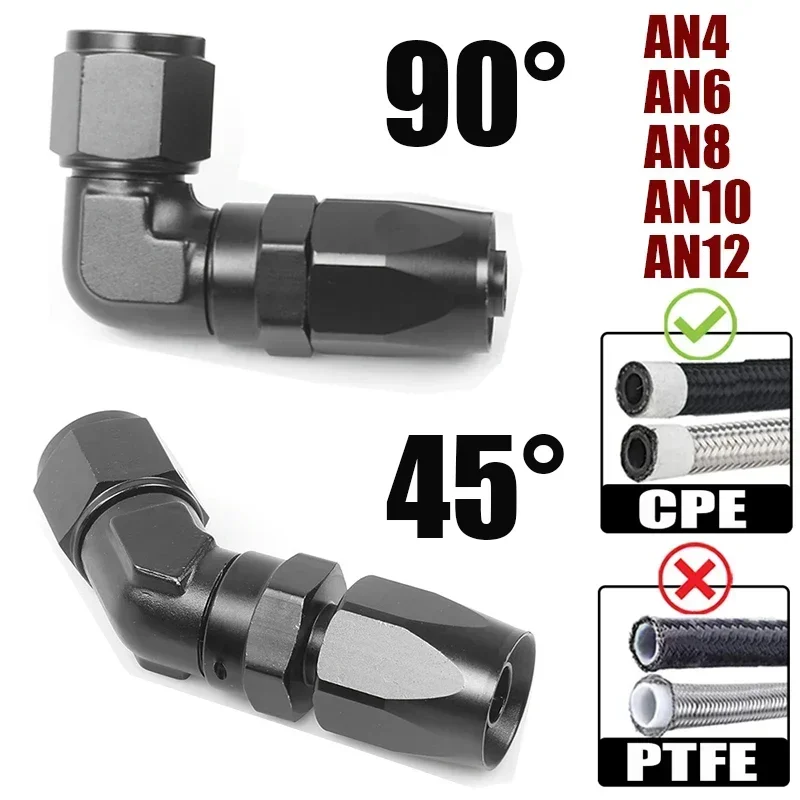 4X 45 90 Degree 4AN 6AN 8AN 10AN 12AN Forged Type Swivel Hose End Fittings Adapter Aluminum Connector CPE Oil Cooler Fuel Line