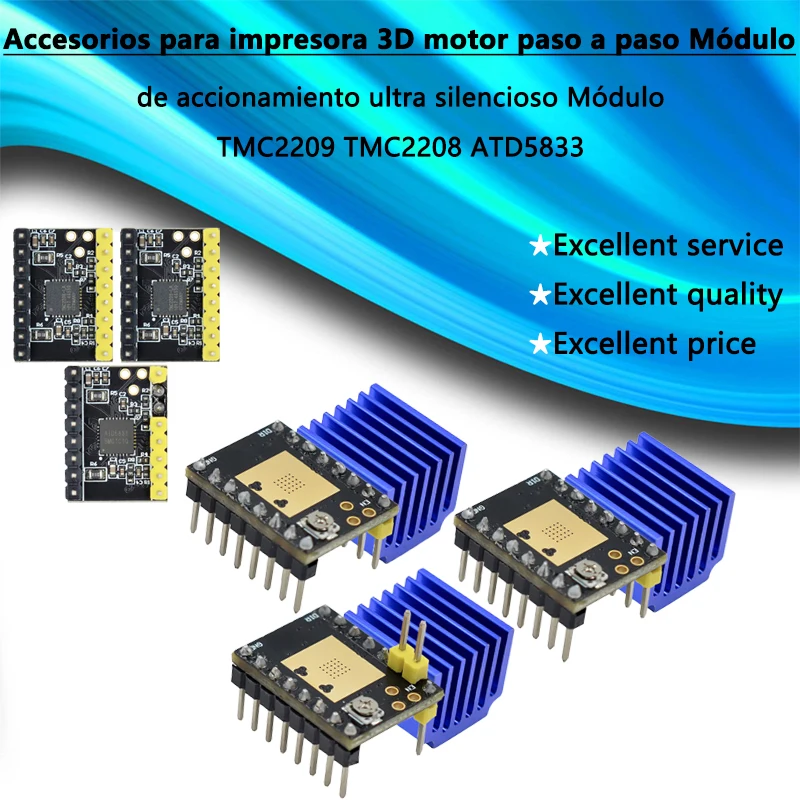 Accesorios para impresora 3D motor paso a paso Módulo de accionamiento ultra silencioso TMC2209 TMC2208 ATD5833