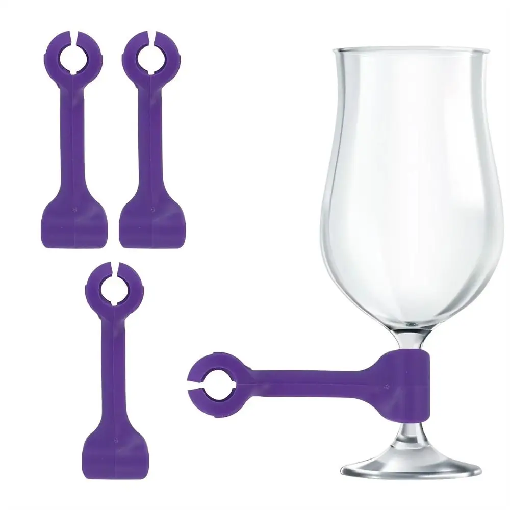 4 Pieces Silicone Dishwasher Goblet Holder Anti-Slip Space Saving Wine Glass Clip Hanging Wine Glass Rack Washing Assistant