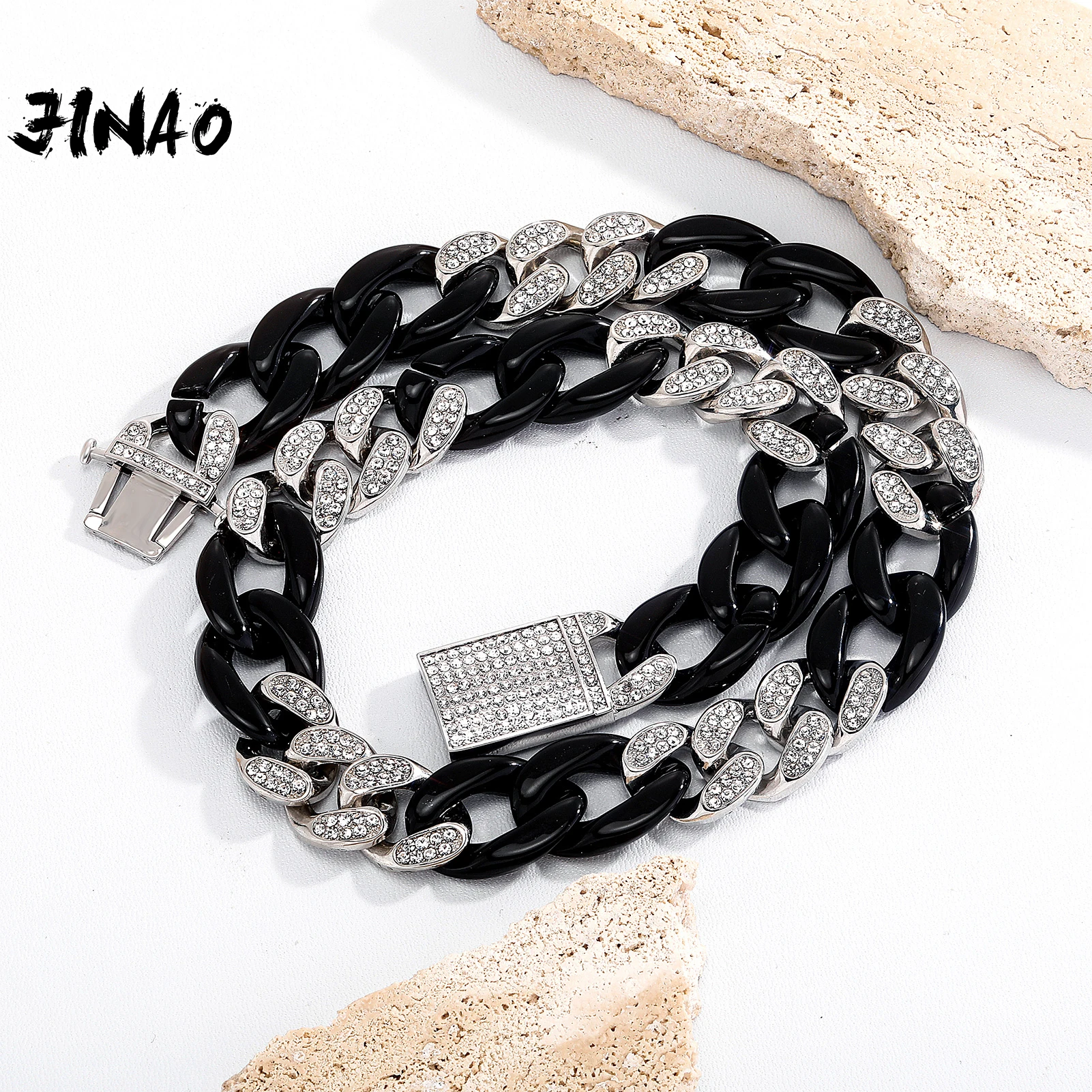 JINAO 2022 NEW Alloy Resin Design Stitching Choker High Quality Miami Cuban Necklace The Color Of the Resin Can Be Customized