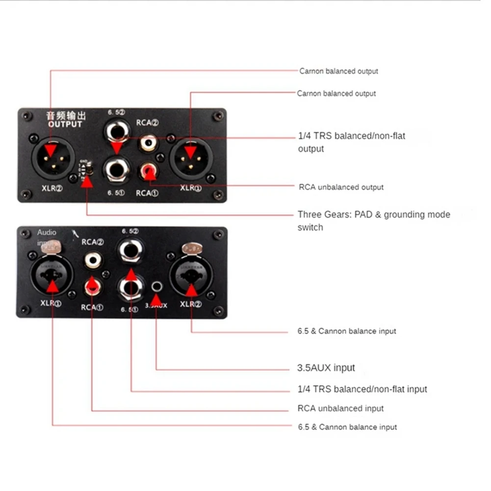 DQ2G PRO X4 عازل صوت متعدد الوظائف، 6.5 مم 3.5 مم XLR عازل ضوضاء الصوت، مرشح أرضي للفلتر الصوتي الحالي