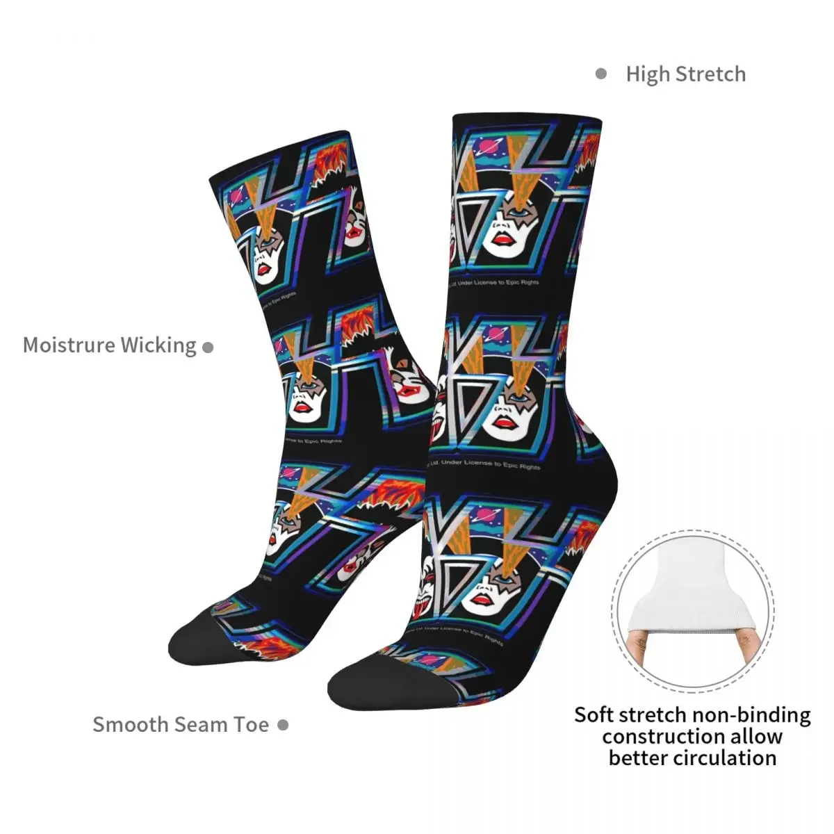 Kiss Rock Band Retor Socks Harajuku High Quality Stockings All Season Long Socks Accessories for Unisex Birthday Present