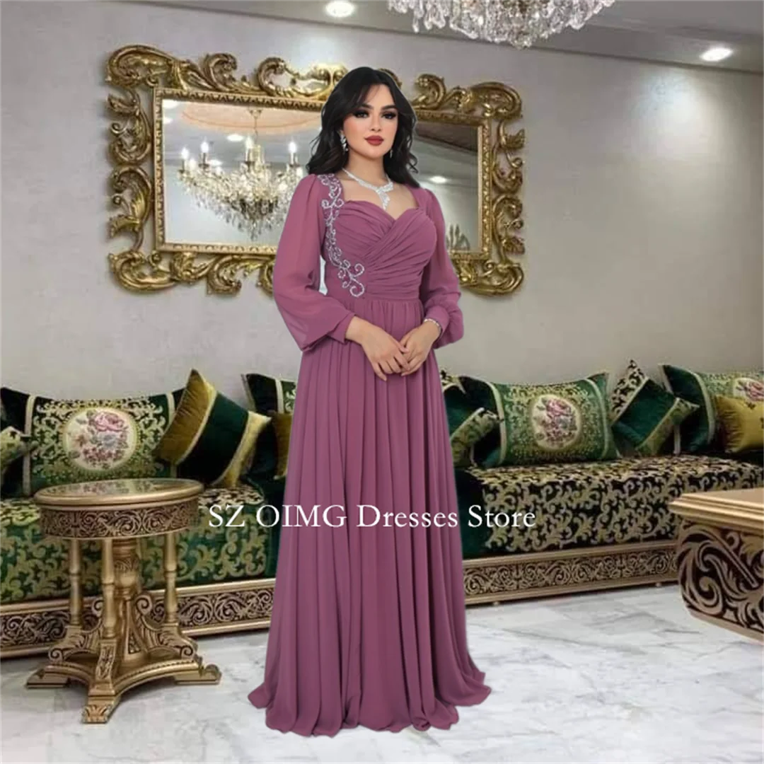 

OIMG Dubai Mordern Muslim Prom Dresses Customized Evening Dress Sweetheart Ruched Women Evening Gowns Formal Slit Party Dress