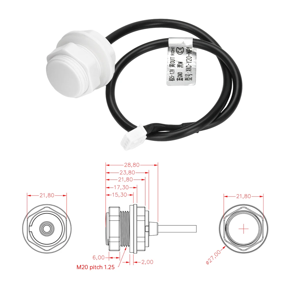 XKC Y20 Liquid Level Sensor Switch Detector Contact Photoelectric Water Level Sensor Switch Flowmeter DC5-12V V/NPN Control