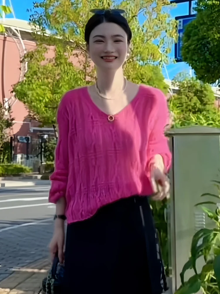 

Faionable Lazy Sle Long Sve Women's Knitwear Versatile Autumn New Arrival Youthful Small Size Knitted Top