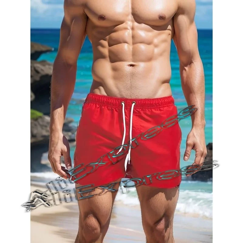 

Simple Solid Color Mens Beach Shorts Summer Fashion Casual 3D Printed Short Pants Trend Streetwear Loose Quick Dry Swim Trunks