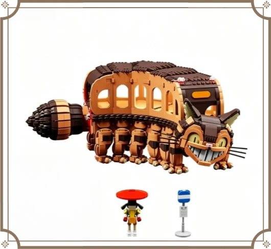 Domestic MOC Cat Car Toy Model, Suitable for Home Living Room Decoration and Adult Birthday Christmas Gifts
