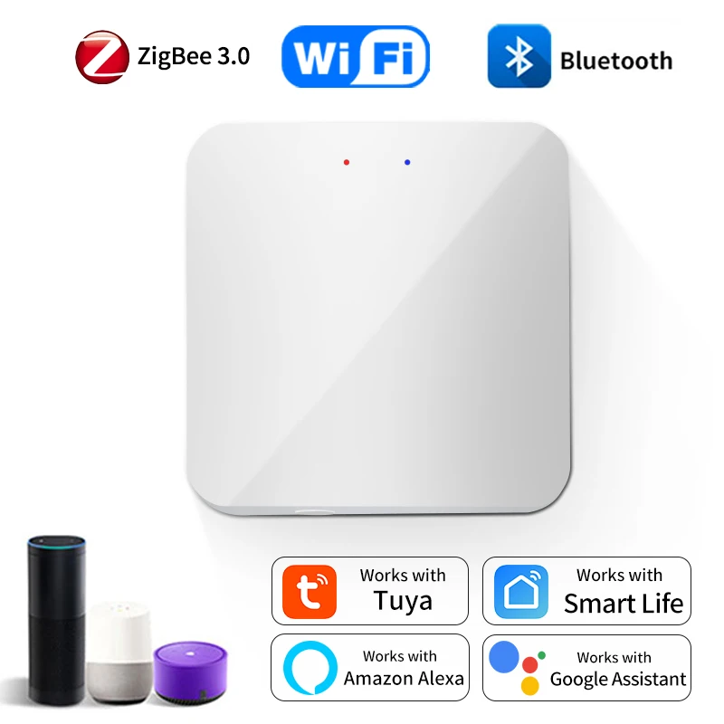 

Tuya Smart Multi-Mode Gateway ZigBee Bluetooth Hub Wireless Smart Home Remote Controller Voice Control Support Alexa Google Home