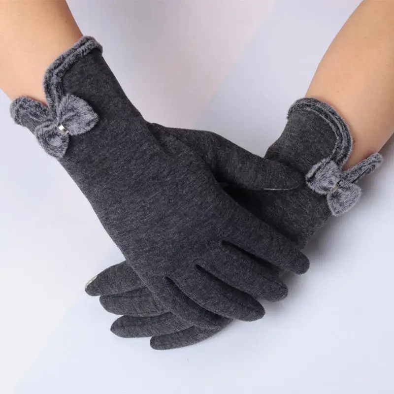 Ein Paar elegante Plus-Samt-Touchscreen-Damenhandschuhe, gestrickt, plus samtige, warme Komforthandschuhe