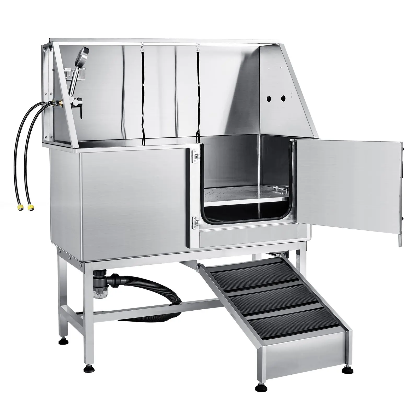 Professional  Stainless Steel Dog Grooming Tub With Faucet Ramp & Soap Box Accessory Rich Dog Bathing Station