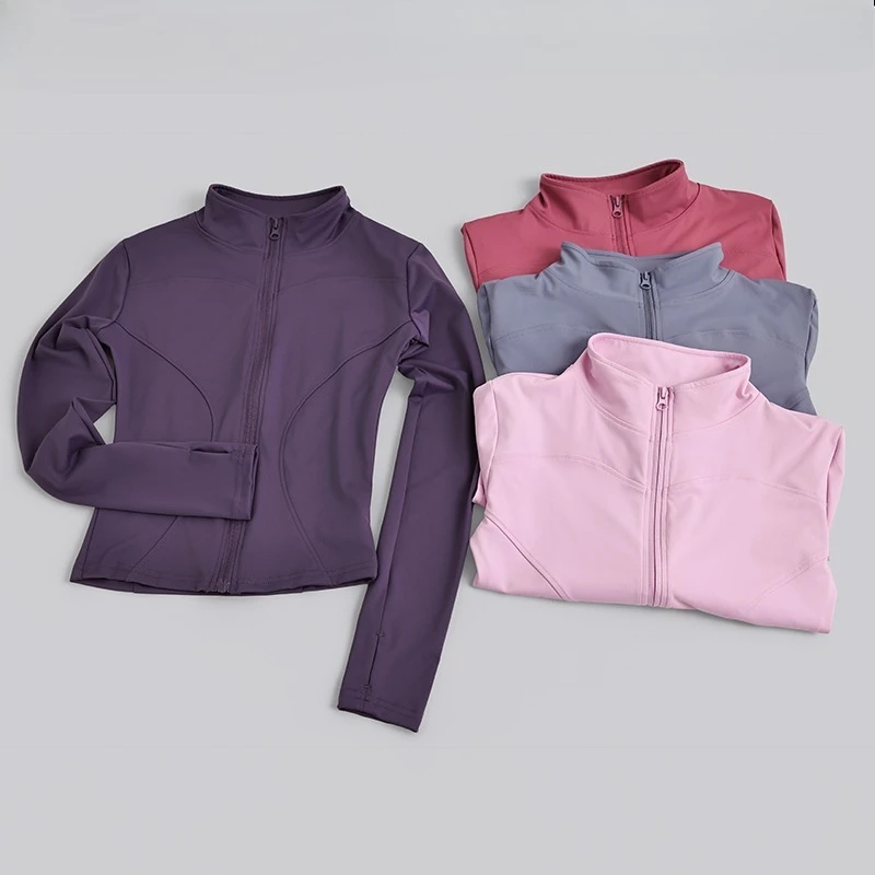 Slim Fit Women Yoga Jacket Full Zip Thumb Hole Stretchy Casual Cycling Top for Streetwear Gym & Everyday Use Combine Jackets Y2k