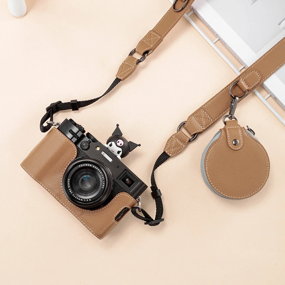 Camera neck shoulder strap PU leather for Fujifilm X100V XT30 XT4 Canon EOS R Sony A74 Nikon Z7 ZF Pentax Leica accessories DSLR