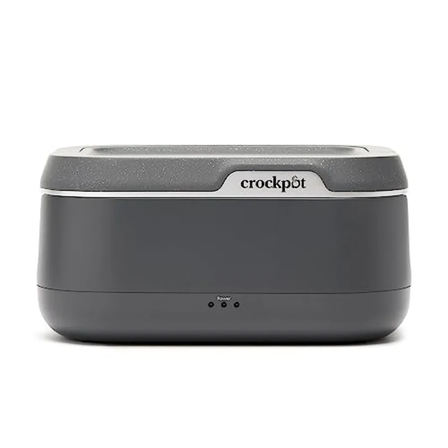 

Crock-Pot 28-Ounce Mini Electric Heated Lunch Box Portable Food Warmer Gray Ideal for Travel Car On-the-Go Keeps Food Warm Spil