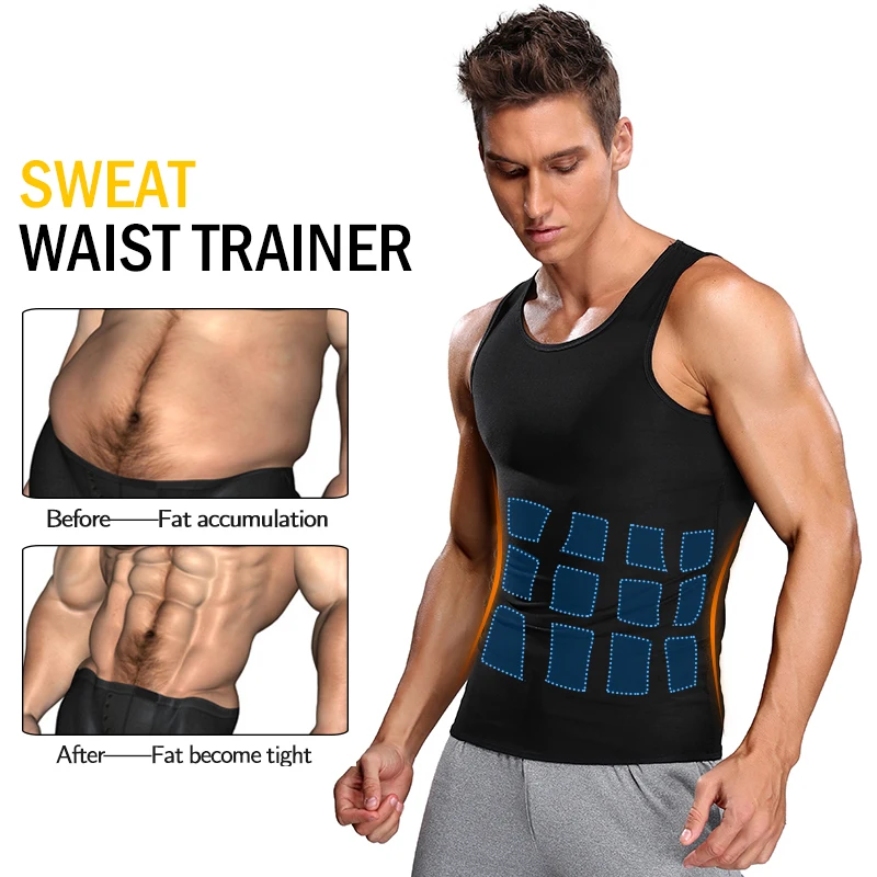 Hot Slimming Sauna Sweat Vest for Men Heat Trapping Pullover Sweat Enhancing Vest Workout Body Shaper Reduce Weight Tank Tops