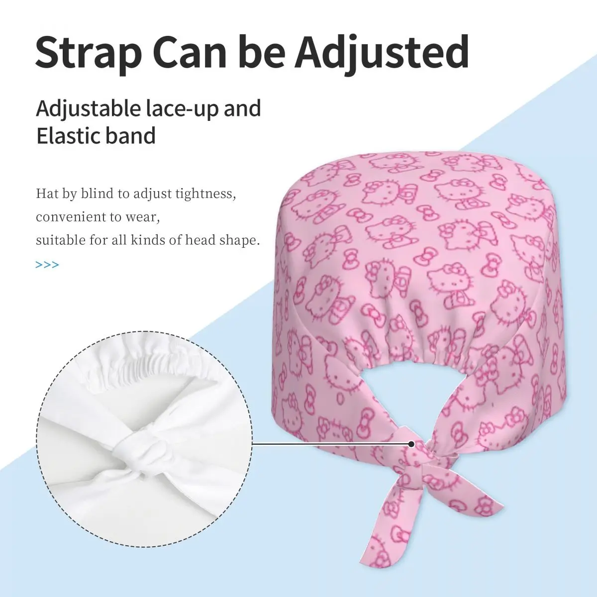 Custom Girls Kitten Pink Medical Staff Scrubs Hat Women Men Kawaii Cartoon Doctor Nursing Surgical Cap Scrub Caps view 3