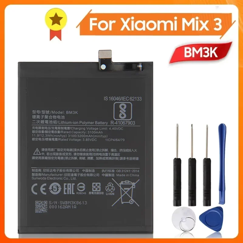 

Production in 2024 Replacement Battery BM3K For XiaoMi Mix3 Mi Mix 3 Phone Battery 3200mAh New Quality Batteries With Tool