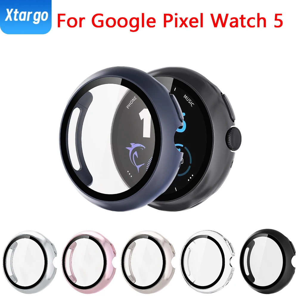 Tempered Glass+Case For Google Pixel Watch 5 41mm 45mm Hard PC All-Around Bumper Screen Protector Cover for Google Pixel Watch 4