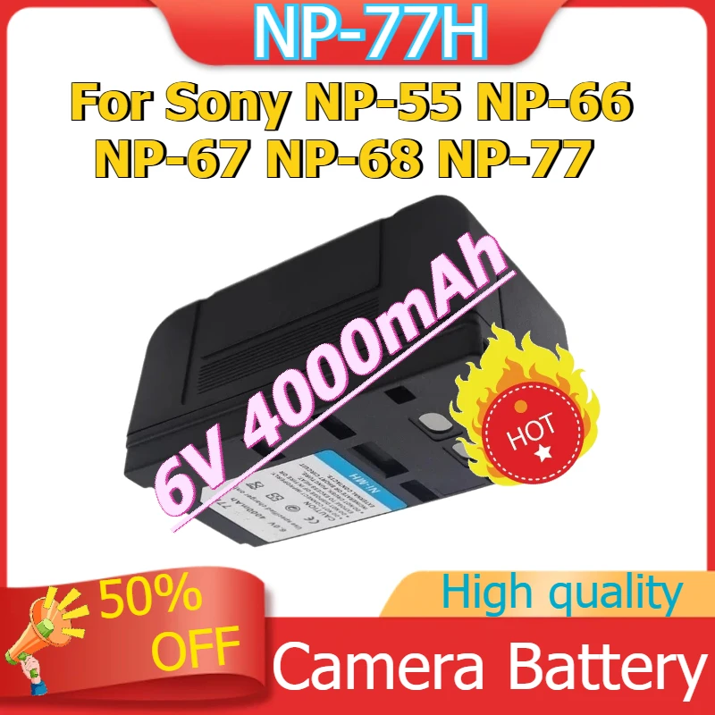 

NP-77H Replacement Camera Battery for Sony NP-55 NP-66 NP-67 NP-68 NP-77 NP-77H USB Charger Rechargeable Battery 6V 4000mAh