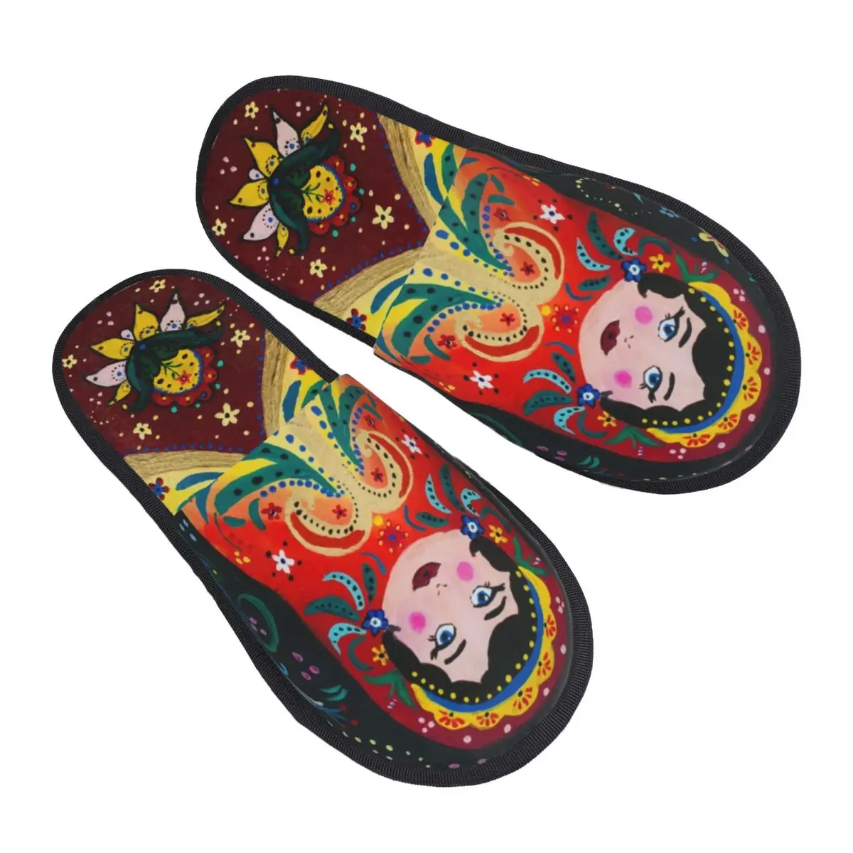 

Custom Print Women Russian Matryoshka Doll Pattern House Slippers Cozy Warm Memory Foam Fluffy Slipper Indoor Outdoor Shoes