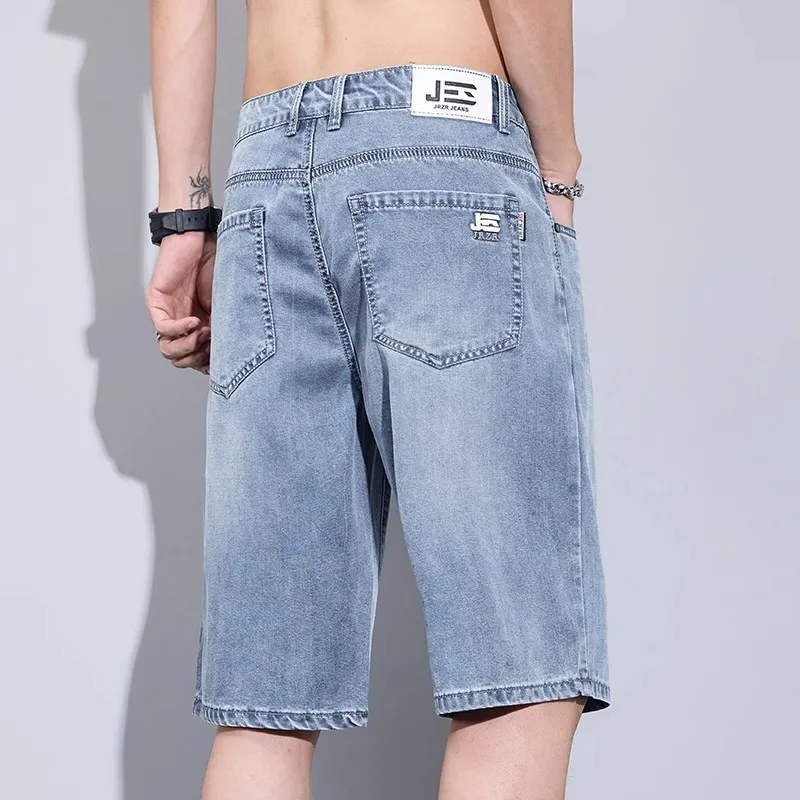 

Джинсы из ледяного шелка для мужчин, летние, тонкие, прямые, повседневные, брюки-капри, дышащие, удобные, легкие, прочные