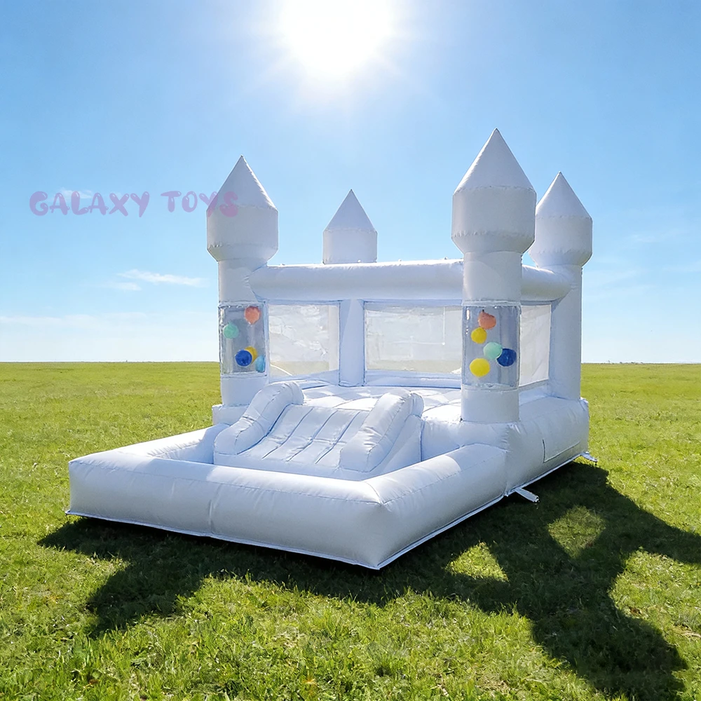 Будиночок для детей 5–12 лет, шезлонг с воздуходувкой для заднего двора/в помещении, детский праздничный надувной дом с горкой