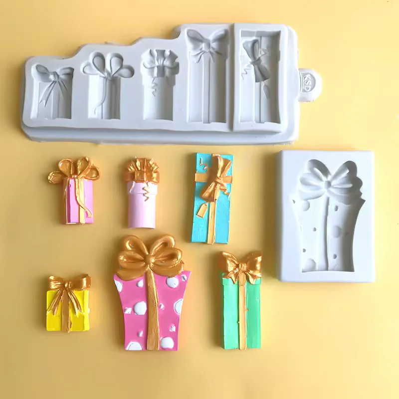 Gift Box Shaped Silicone Mold Kitchen DIY Cake Baking Decoration Chocolate Mold Fondant Cake Edge Making Tool