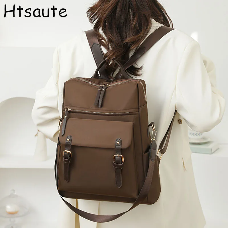 Waterproof Nylon Backpacks for Women Lightweight School Backpack Multi-Pocket Travel Daypack Elegant Leisure Backpack Top-handle