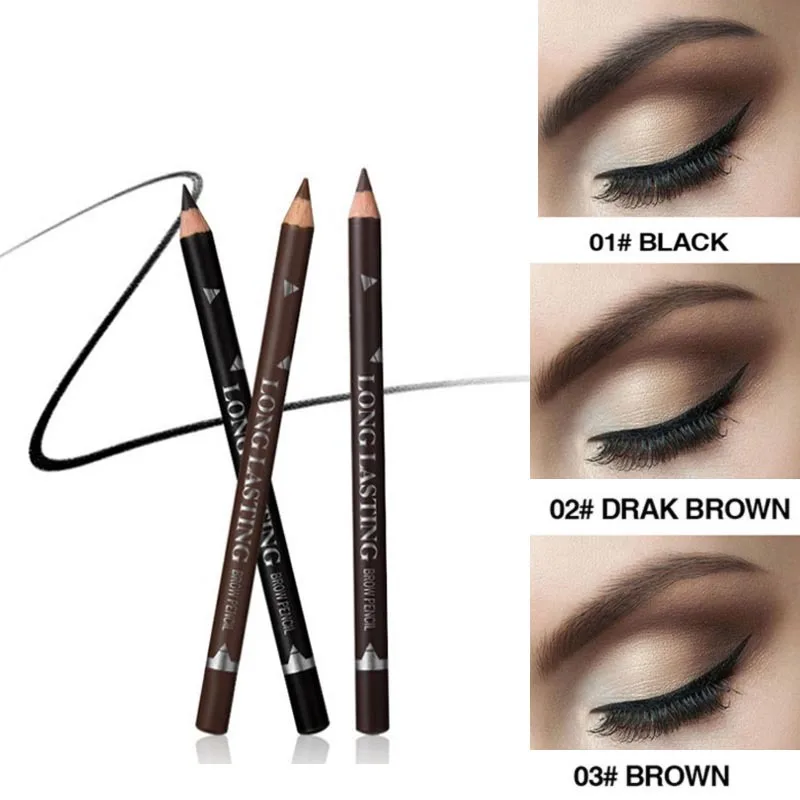 2 stücke menow 3 Farben langlebige wasserdichte Augenbrauen stifte doppelt verwenden Holzstange Eyeliner Permanent Make-up Tattoo Zubehör